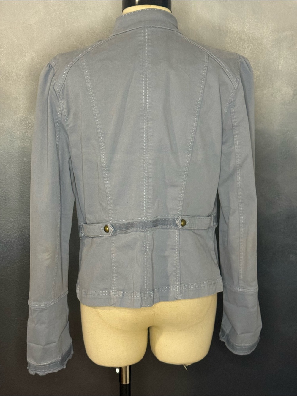 White House Black Market Blue Stretch Utility Jacket | Button Front | Women's 10 - Picture 4 of 8